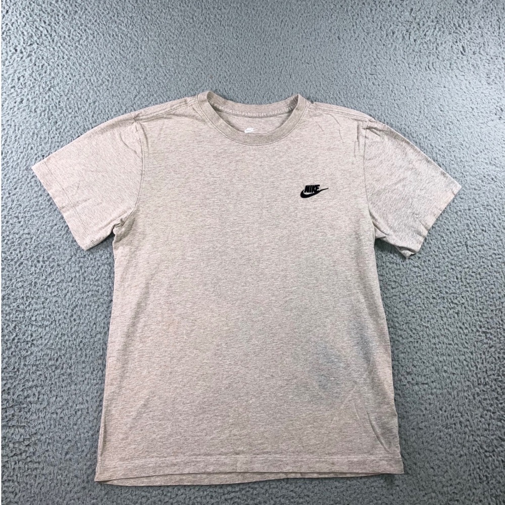 Nike‎ T-Shirt Mens S Tan S/S Embroidered Logo Heathered Work Thrashed Stained